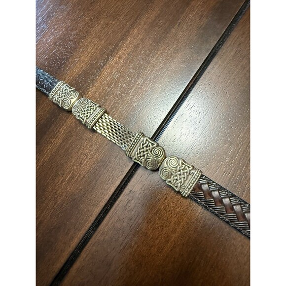 ?RARE VTG Brighton Artist Belt Braided Brown Black Multi Reverse Western 30 Y2K main image 13